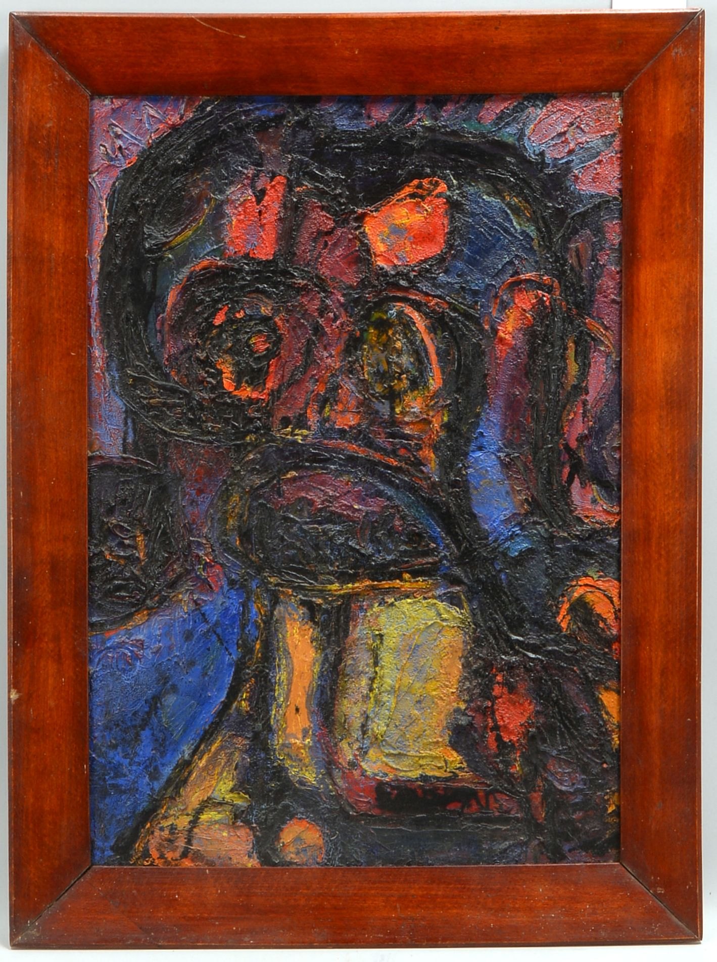 Expressionist. Gemälde (in der Art der Gruppe COBRA), 'Frauenkopf', Öl/Lw, wohl sign.(?)