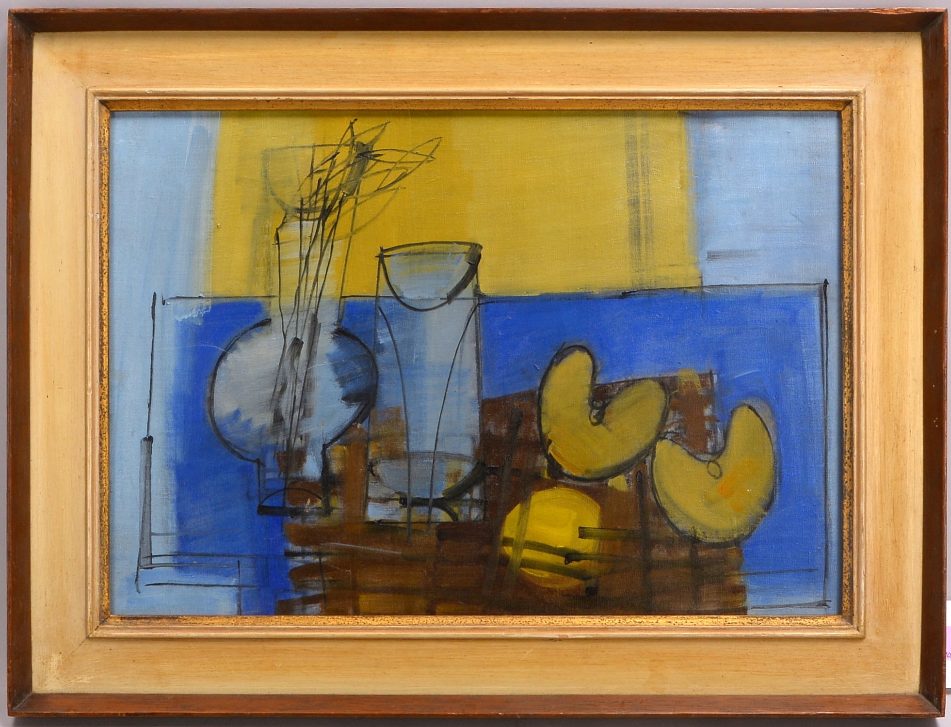 Gemälde, 'Tischstillleben', Öl/Lw, unsigniert; Rahmenmaße 43 x 57 cm