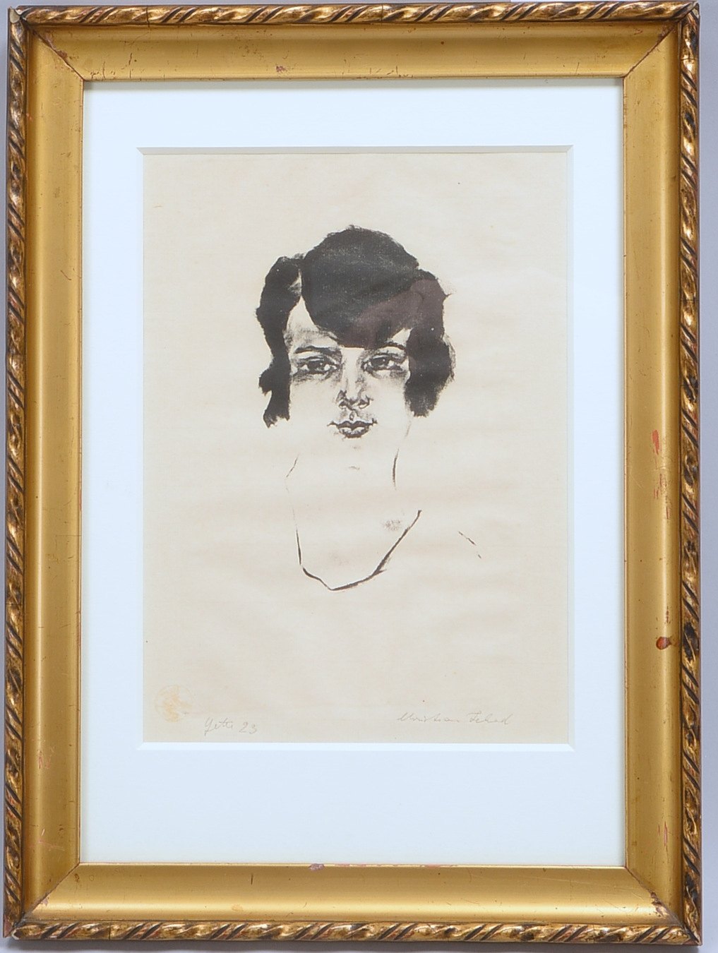 Schad, Christian, 'Yette', Lithogr., sign., dat./bet., hinter Glas; Rahmenmaße 39 x 29 cm