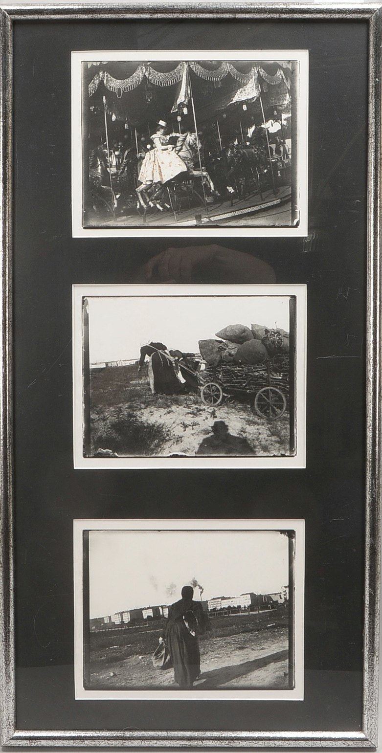 Zille, Heinrich, 3 Foto-Abz. von orig. Glas-Negativen, hinter Glas; Rahmenmaße 83 x 42 cm