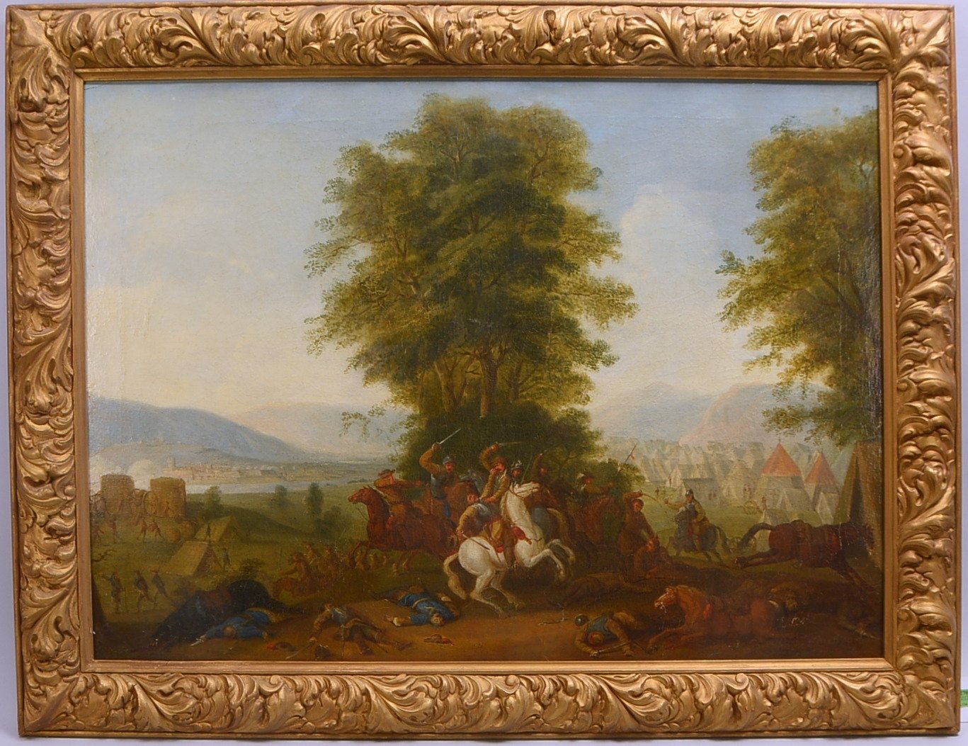 Gemälde, 'Schlachtenszene...', Öl/Lw, doubliert, unsign.; Rahmenmaße 86 x 111 cm