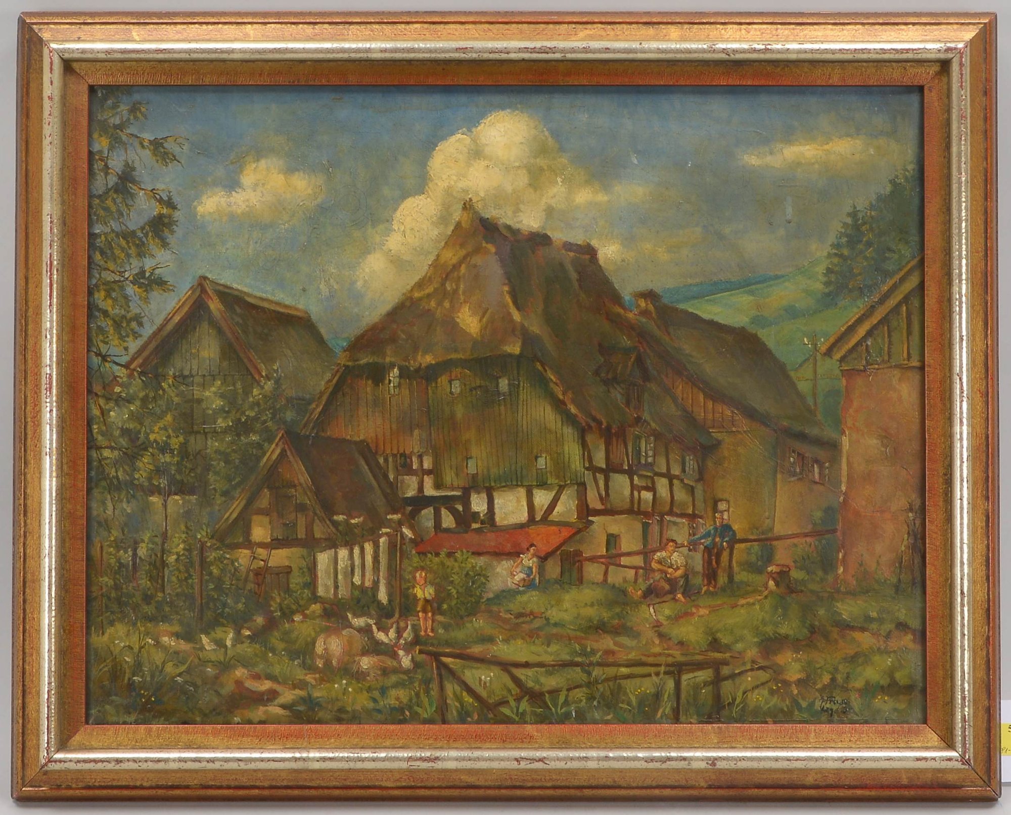 Gemälde, 'Spielende Dorfkinder', Öl/Lw, sign./dat. ortsbez. 'Leipzig'; Rahmenmaße 52 x 65 cm