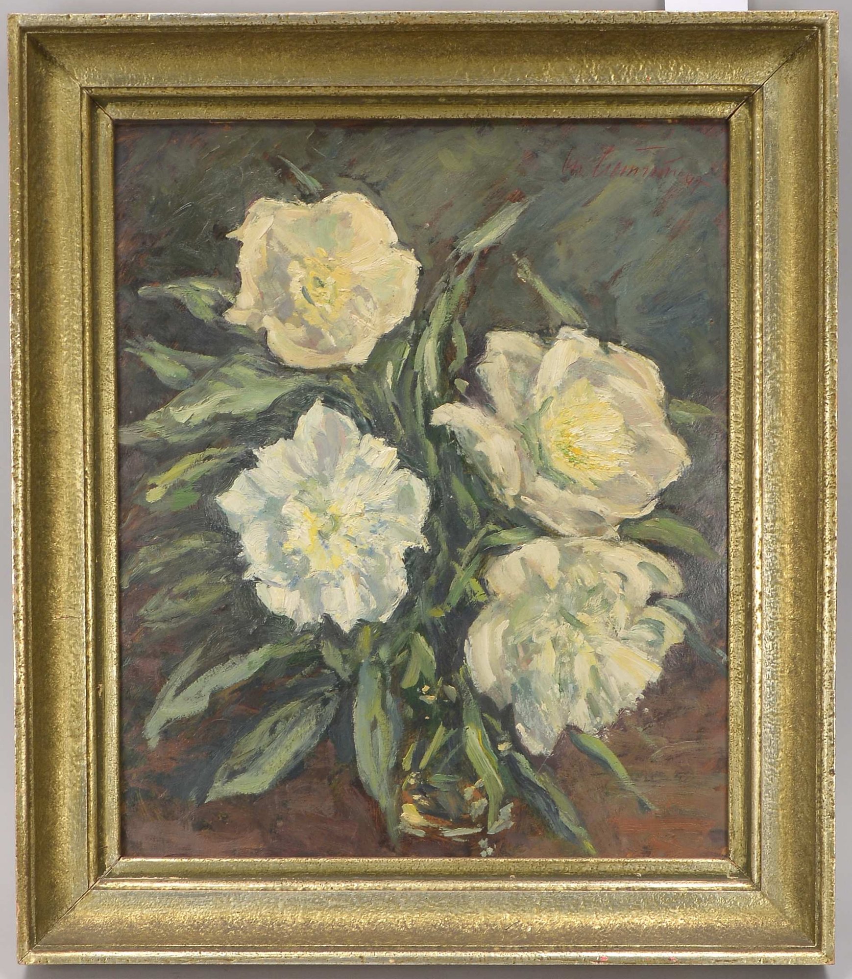 Blumenstillleben, 'Chrysanthemen', Öl/Mk, oben re. sign. (19)'47'; Maße 50 x 42 cm