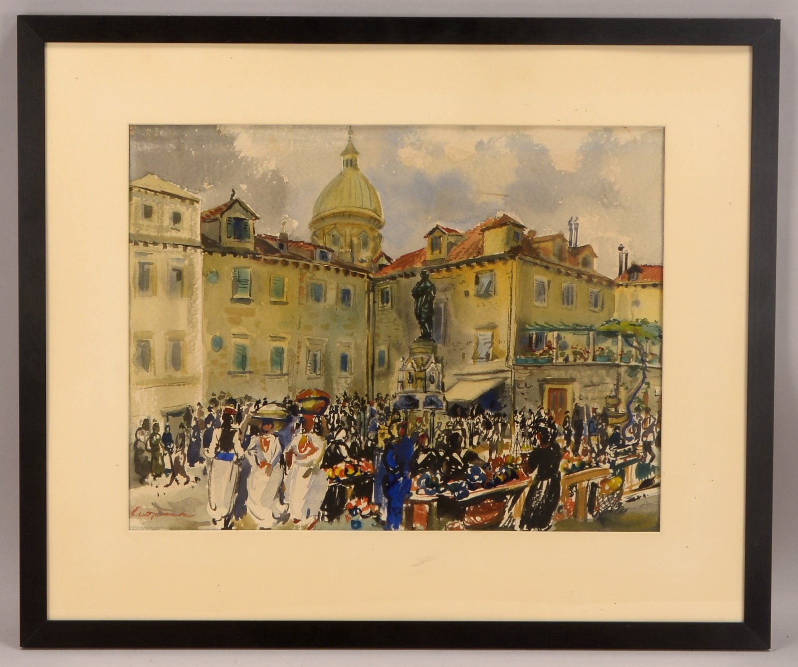 Pitrmann, Alois, 'Ivan Gundlic-Platz in Dubrovnik', Aquarell, unten li. sign., unter PP
