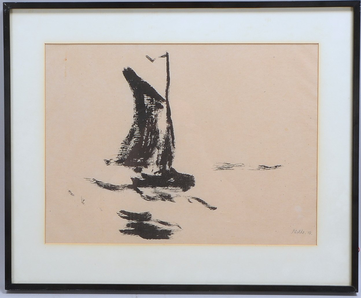 Nolde, Emil, 'Segelboot', Lithografie, im Druck sign., hinter Glas; Rahmenmaße 48,5 x 39,5 cm