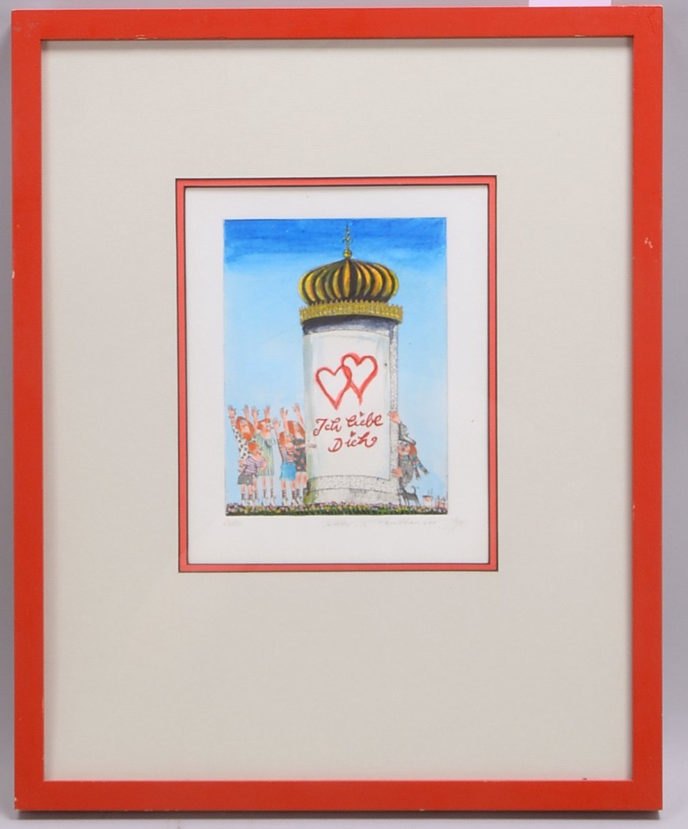 Leutheuser, W., 'Ich liebe Dich', kol. Radierung, Aufl. '36/80', bleisign./dat., hinter Glas