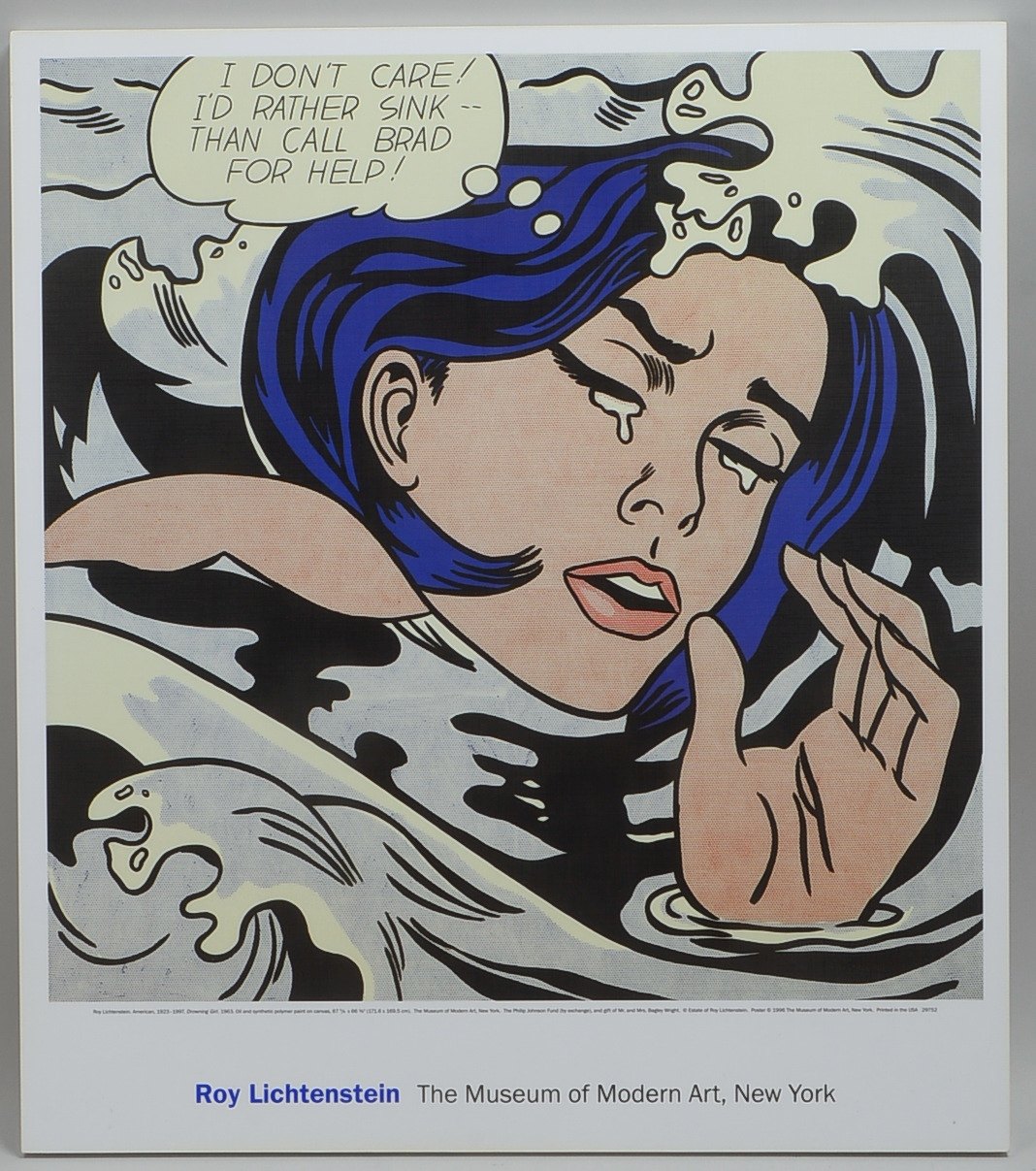 Lichtenstein, Roy, 'Drowning Girl', Digitaldruck/synth. Leinwand, auf Platte kaschiert