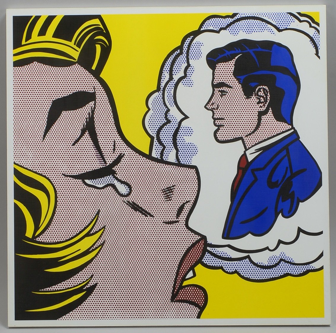 Lichtenstein, Roy, 'Thinking of Him', Digitaldruck/synth. Lw, auf Platte; Maße 60 x 60 cm