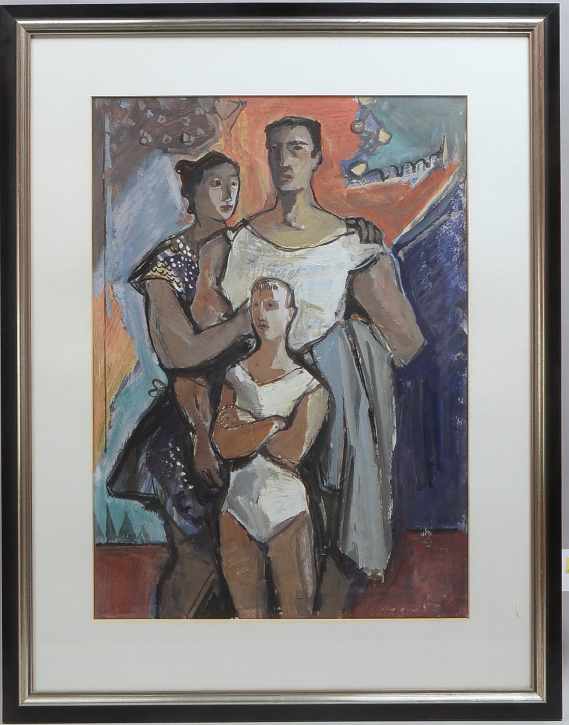 Huth, Willy Robert, 'Zirkusleute', Gouache/Papier, monogr./dat. (19)'50', hinter Glas