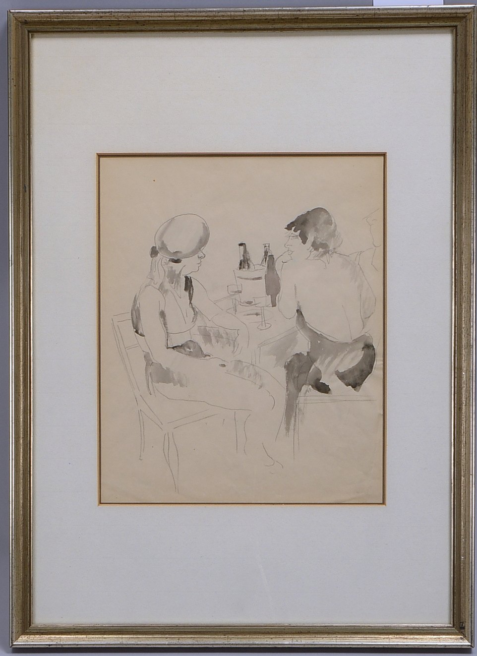 Tappert, Georg, 'Betty mit Freunden am Tisch', aquarell. Bleistiftzeichn., unsign., unter PP