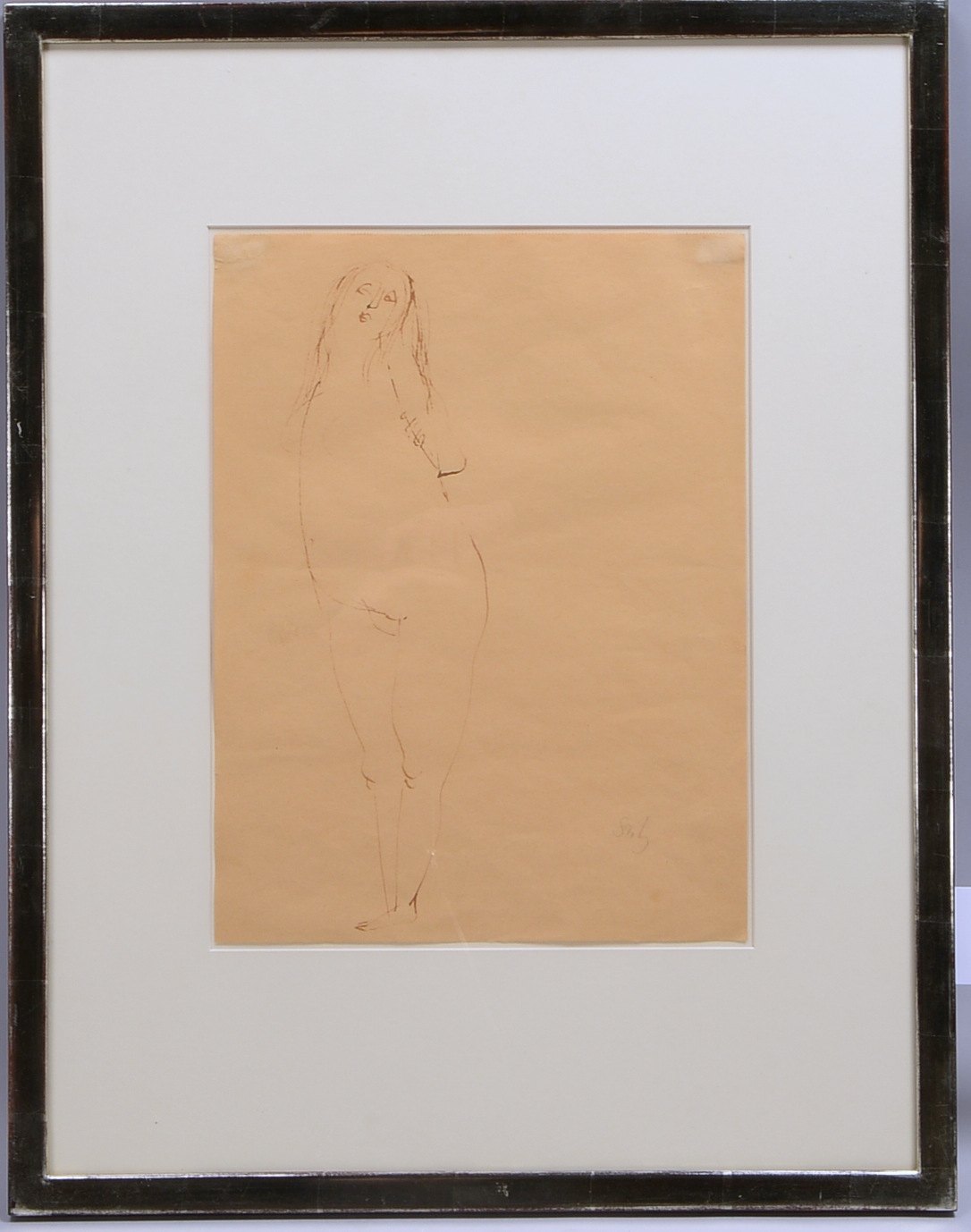 Seitz, Gustav, 'Weibl. Akt', Federzeichn. (Studie aus 'Susanna'-Zyklus), bleisign., hinter Glas