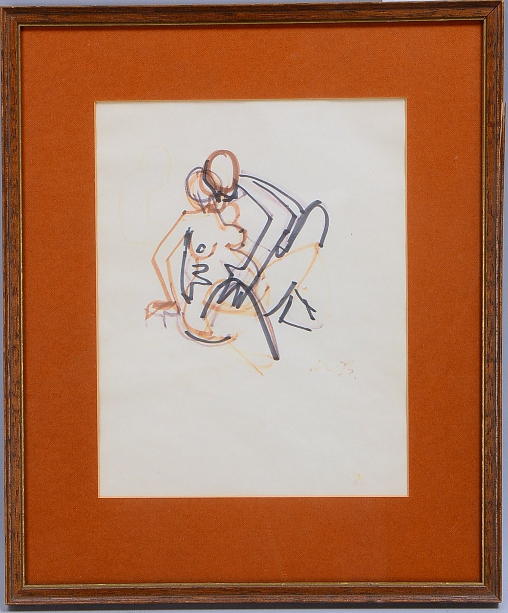 Schwarz, Heinrich, , 'Liebesspiel', Filzstift, unten re. sign./dat. (19)'73', hinter Glas