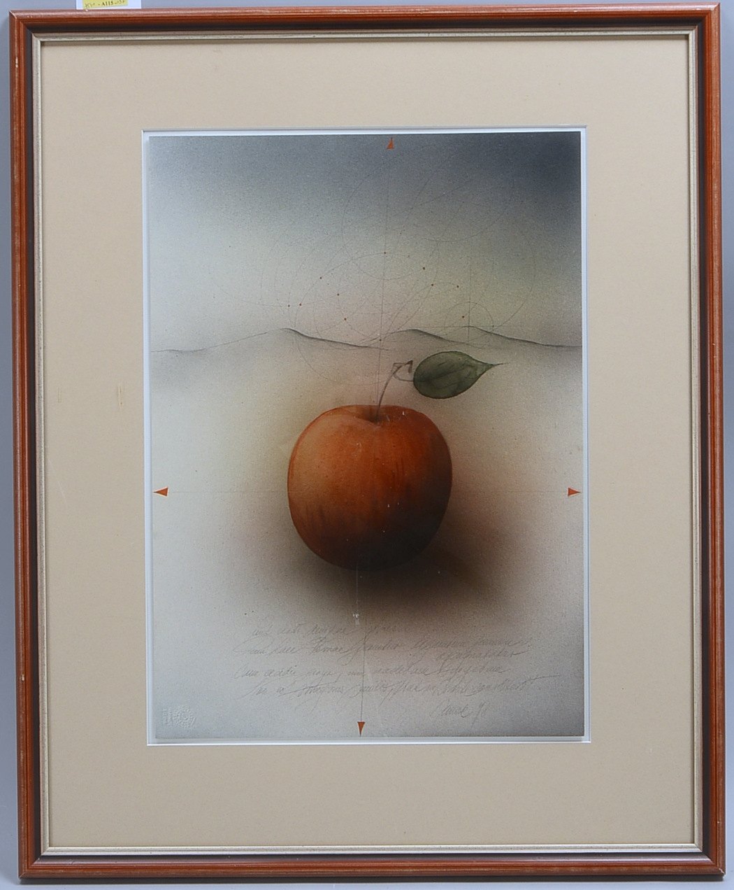 Janak, Alois, 'Roter Apfel', aquarell. Zeichn./Mk, sign./dat. (19)'78', hinter Glas