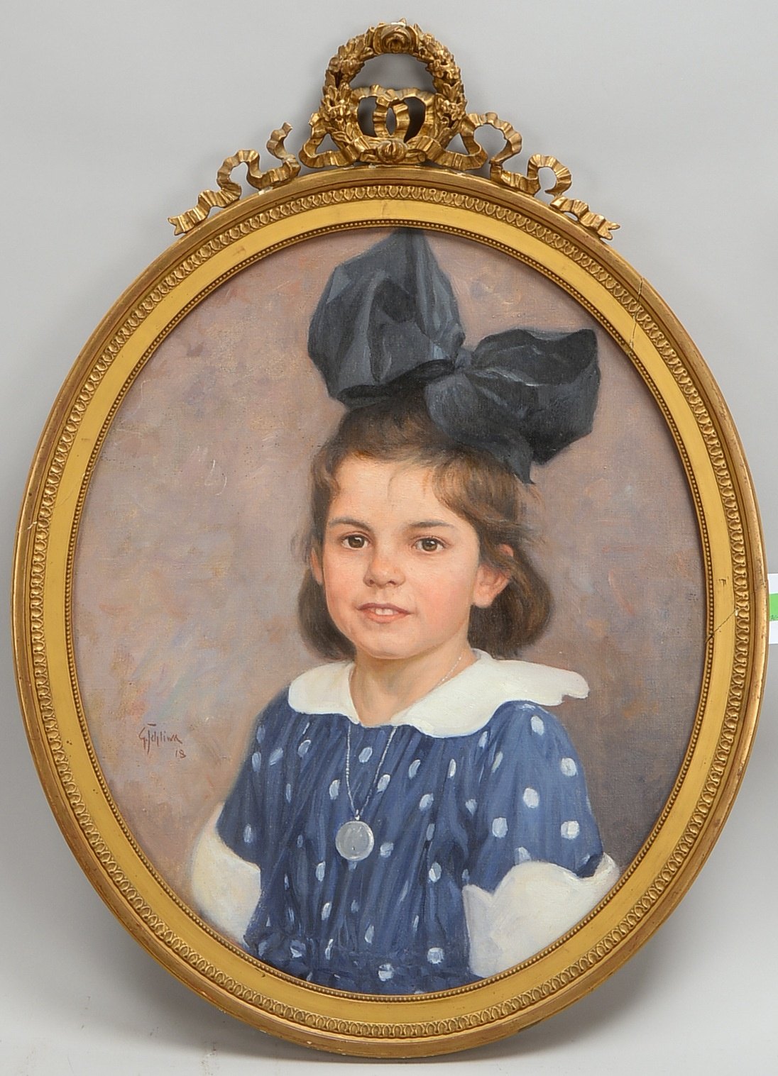 Schliwa, Gustav, 'Mädchenportrait...', Öl/Lw, unten re. sign./dat.; Rahmenmaße 78 x 58 cm