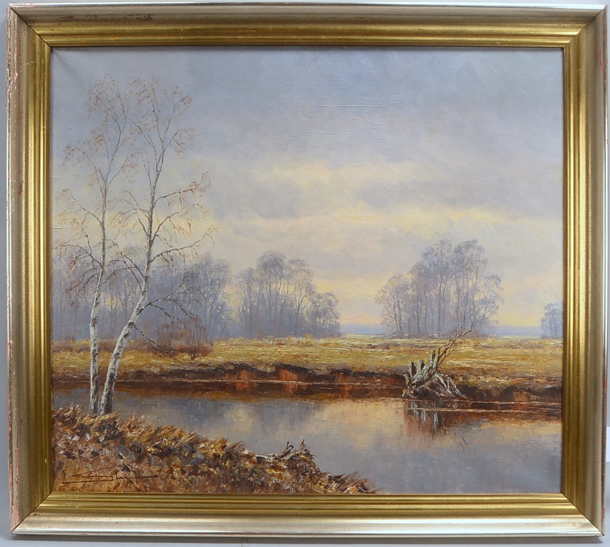 Vogler, Kurt, 'Birken am Fluss', Öl/Lw, unten links sign.; Rahmenmaße 81 x 92 cm