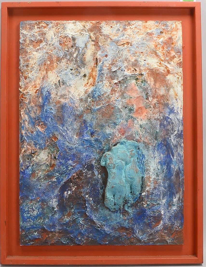 Tretti, Gerda, 'Zwei Akte', Collage und Acryl/ger., verso sign./bet.; Rahmenmaße 86 x 66 cm
