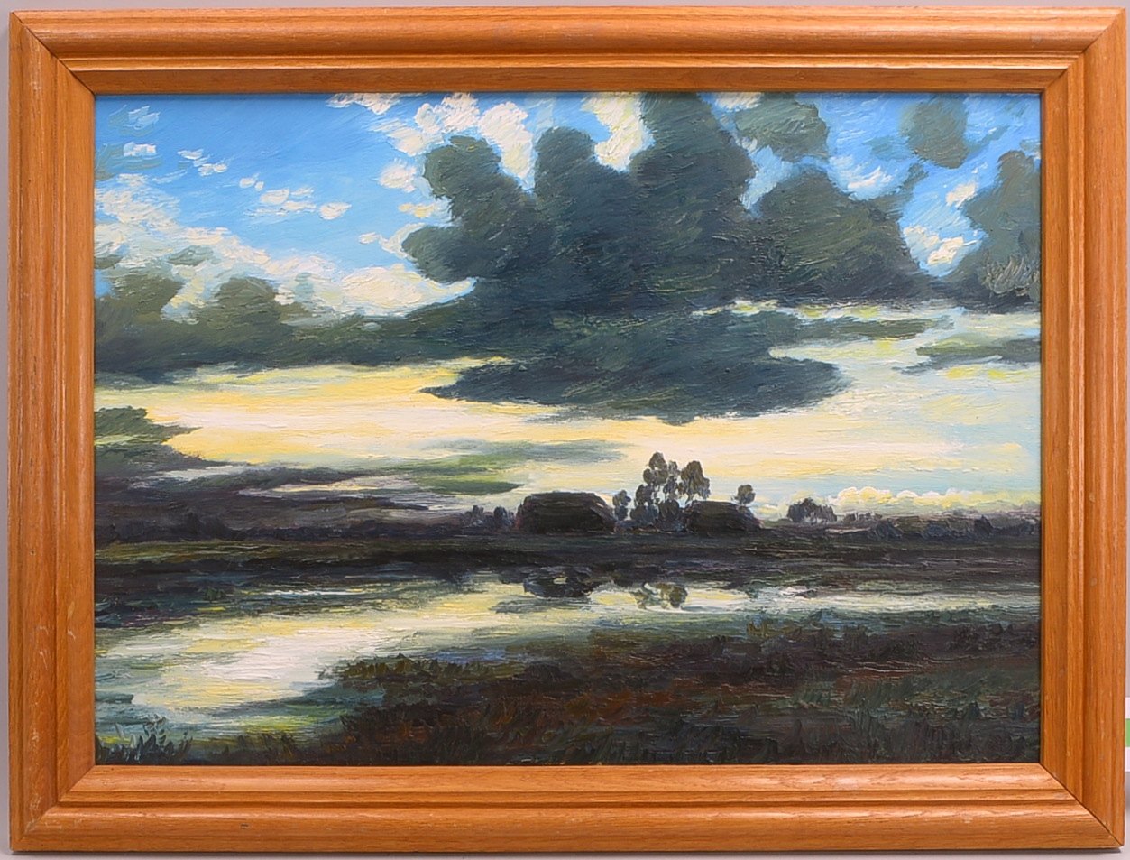 Pick, Hans, 'Moorlandschaft am Abend', Öl auf Hartfaser/gerahmt, unten re. sign.; Rahmenmaße 61 x 81