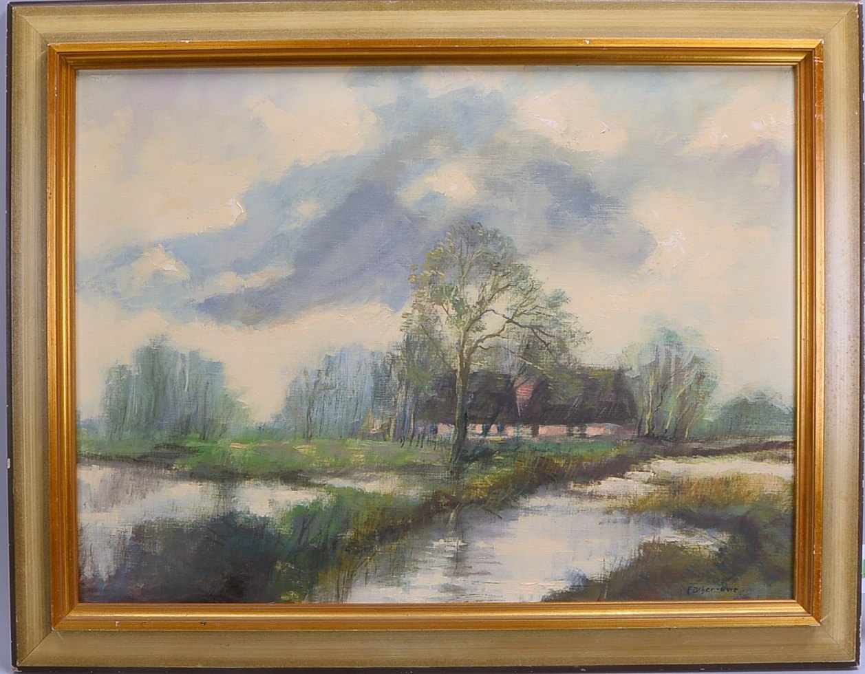 Fischer-Uwe, Bruno, 'Worpsweder Kate...', Öl/Lw, sign.; Rahmenmaße 73,5 x 93,5 cm