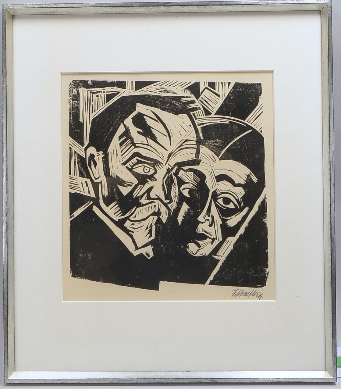 Schaefler, Fritz, 'Meine Eltern', Holzschnitt, sign./dat.; Rahmenmaße 69 x 60,5 cm