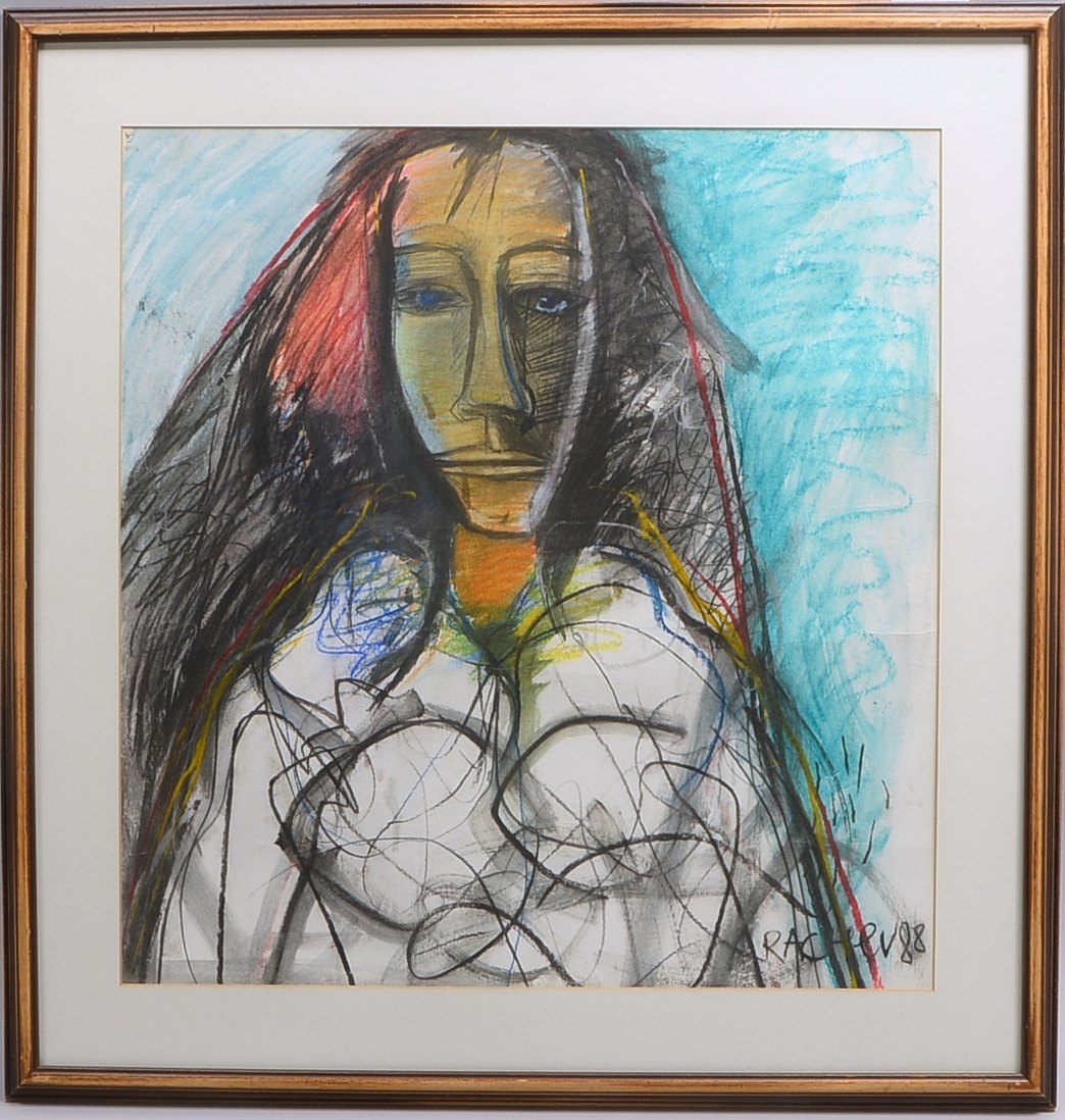 Rachev, R., 'Halbakt mit roten Haaren', Mischtechn./Pastell auf Papier, sign./dat., hinter Glas