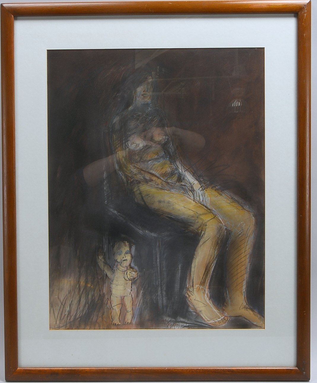 Rothermel, Tilman, 'Mother and Child', Mischtechnik, sign./dat. '1983', unter PP hinter Glas