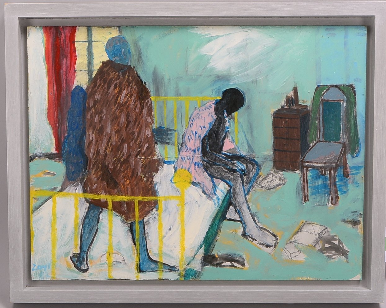 Conen, H.P. (ZOYT), 'Couple', Öl/Malpappe, sign./dat.; Rahmenmaße 55,8 x 45 cm