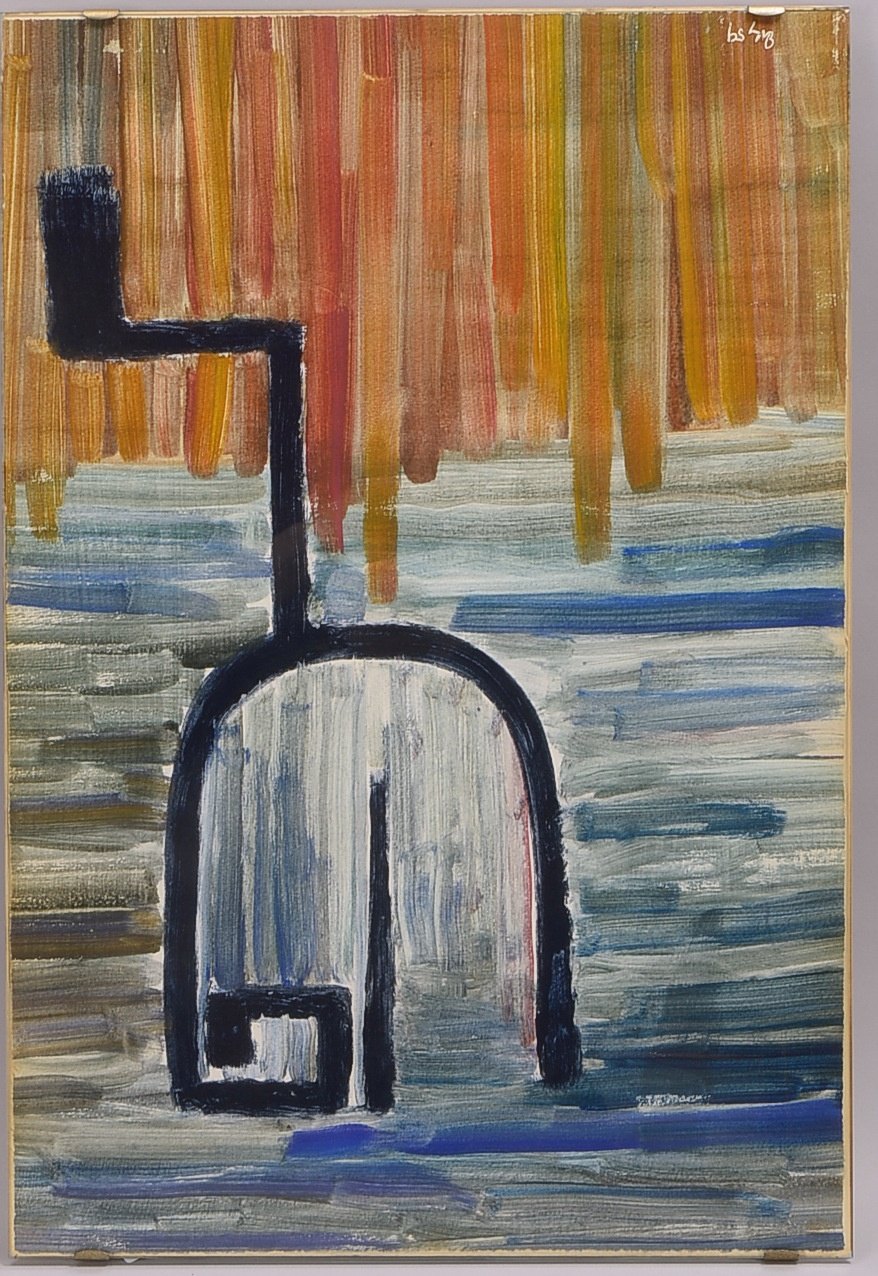 Kritzky, Emil, 'Ohne Gegenüber', Kleisterfarben/Karton, hinter Glas, monogr./dat. '1959'