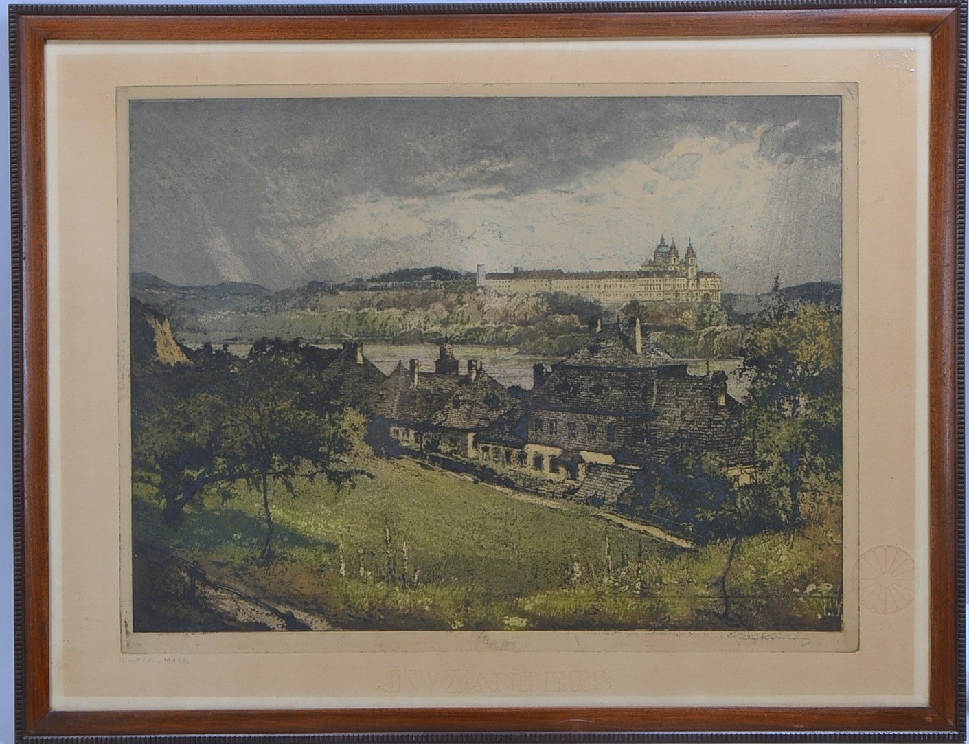 Kasimir, Luigi, 'Stift Melk', Farbradierung/Aquatinta auf Velin, unten re. sign./li. bez.