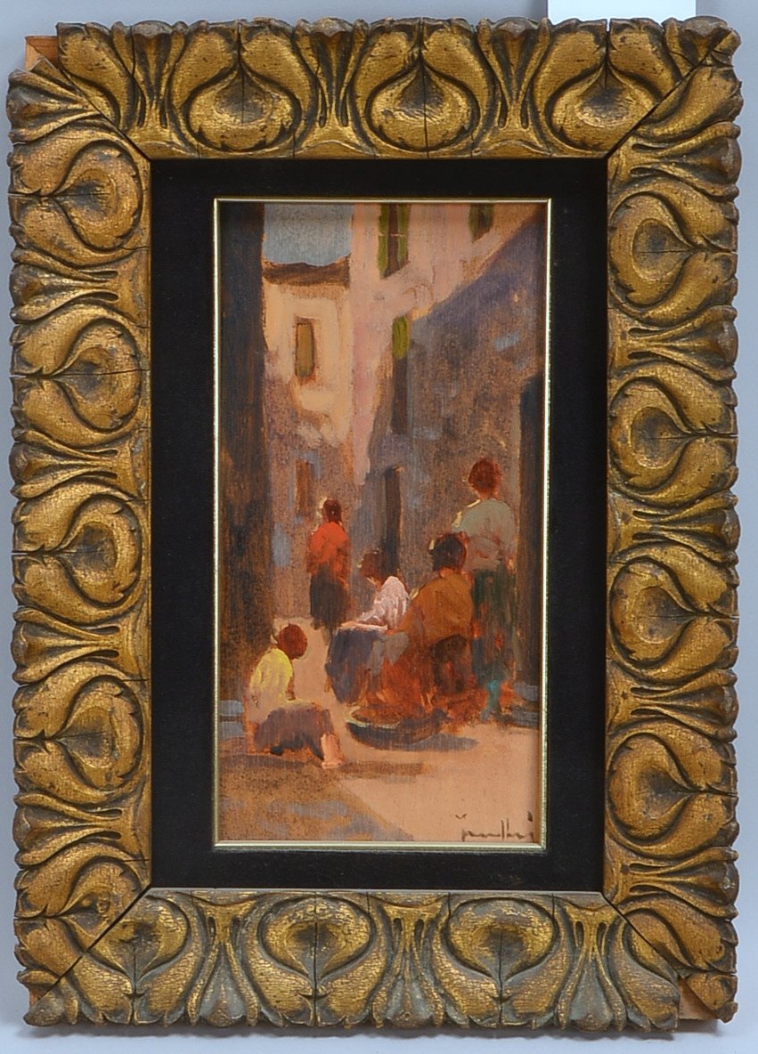 Gemälde, 'Italien', Öl/Holz, unten re. (unles.) sign./verso bez.; Rahmenmaße 37 x 26,5 cm