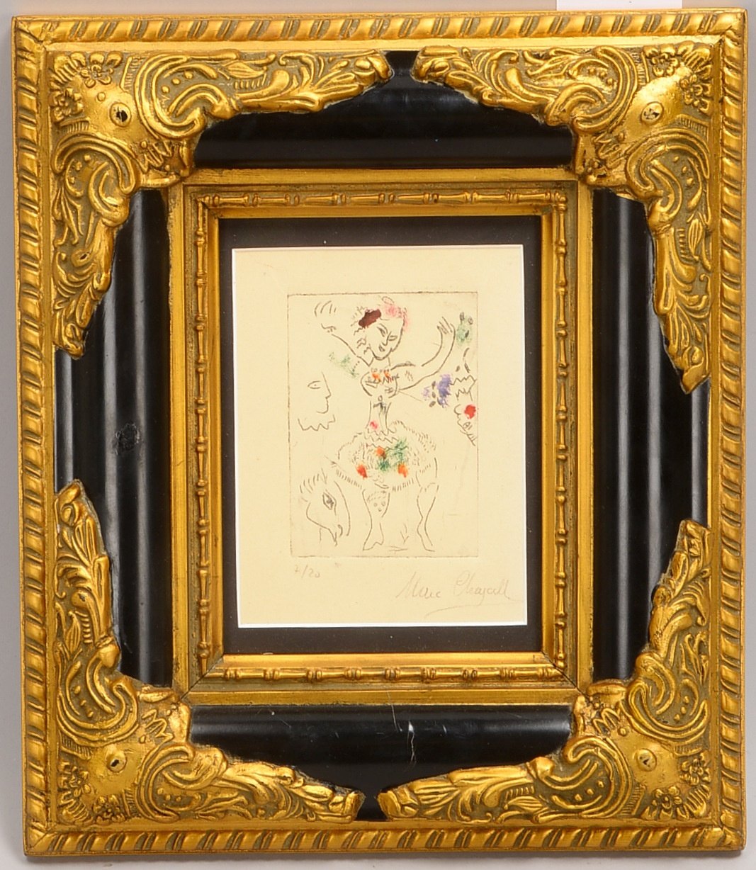 Chagall, Marc (zugeschr.), 'La Jongleuse', kol. Radierung, Aufl. '7/20', bleisign.
