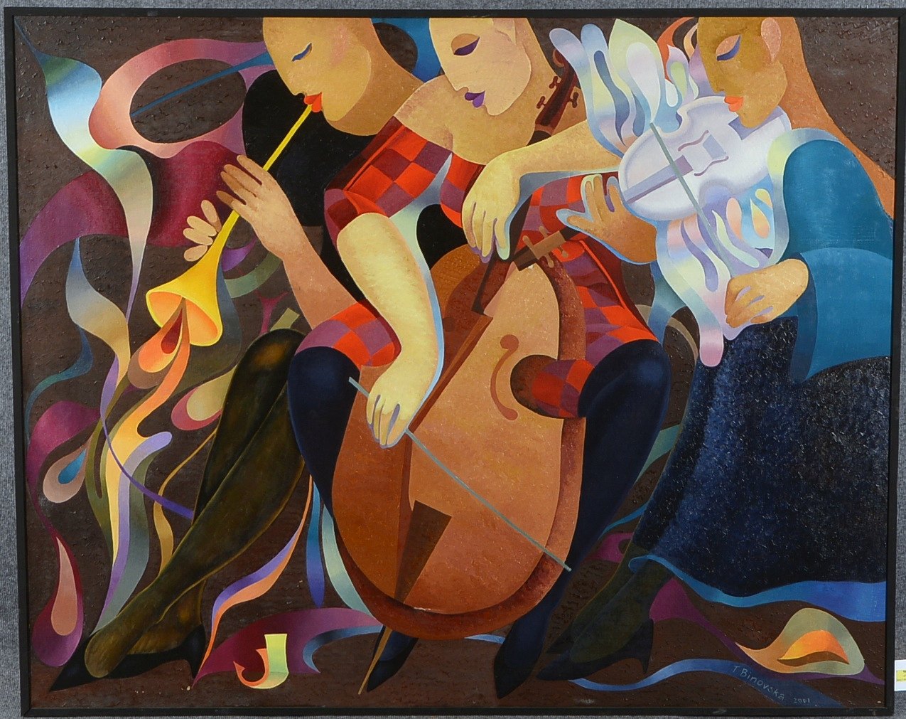 Binovska, Tatyana, 'Trio', Öl/Lw, 2-fach sign./dat. '2001'; Bildmaße 120 x 150 cm