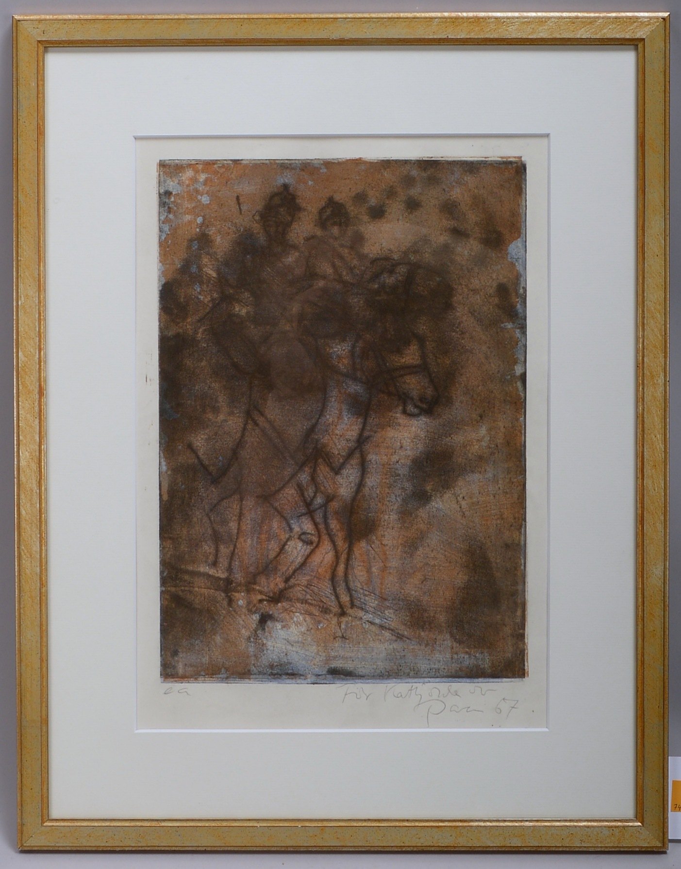 G'Schrey, Paran, 'Kavalkade', Farbrad., sign./dat. (19)'67', mit Widmung, hinter Glas