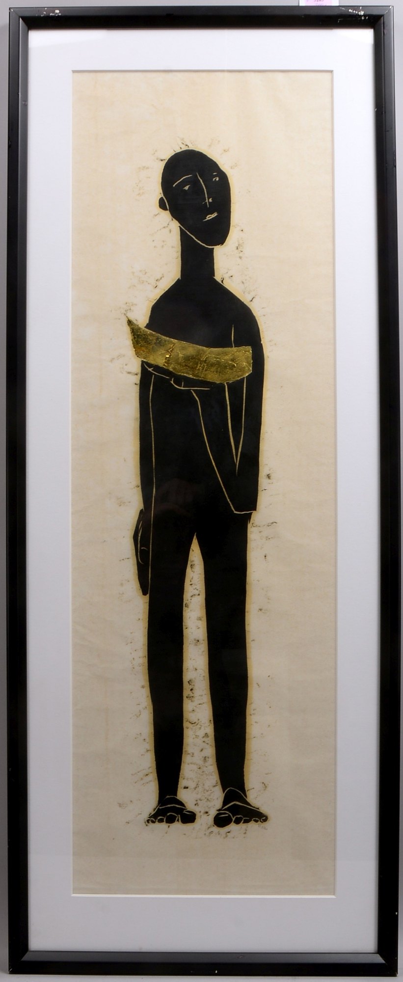 Herrmann, Peter, 'Mann mit Boot II', Holzschn./Blattgold, monogr./numm., unter PP
