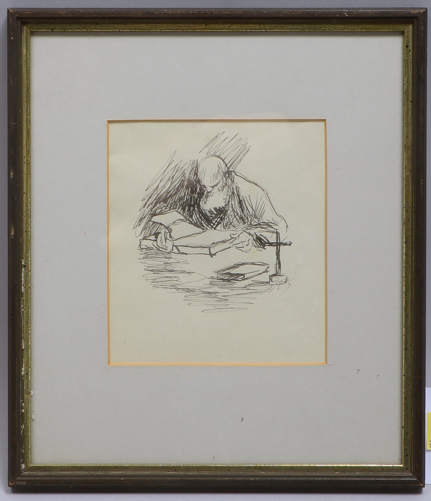 Slevogt, Max, 'Der Eremit', orig. Federzeichn., monogr. 'MS', unter PP hinter Glas