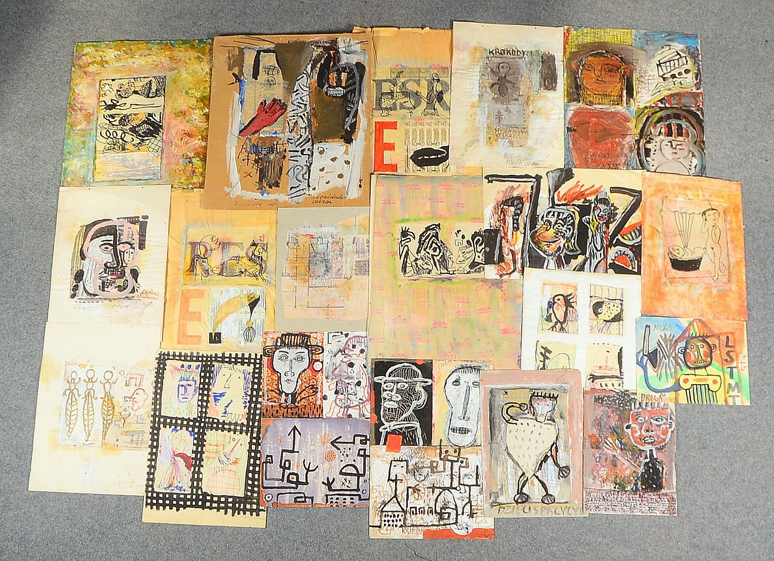 Cisowski, A., Künstlermappe, 19x Gouachen/Mischtechn., versch. Themen, sign., unger.
