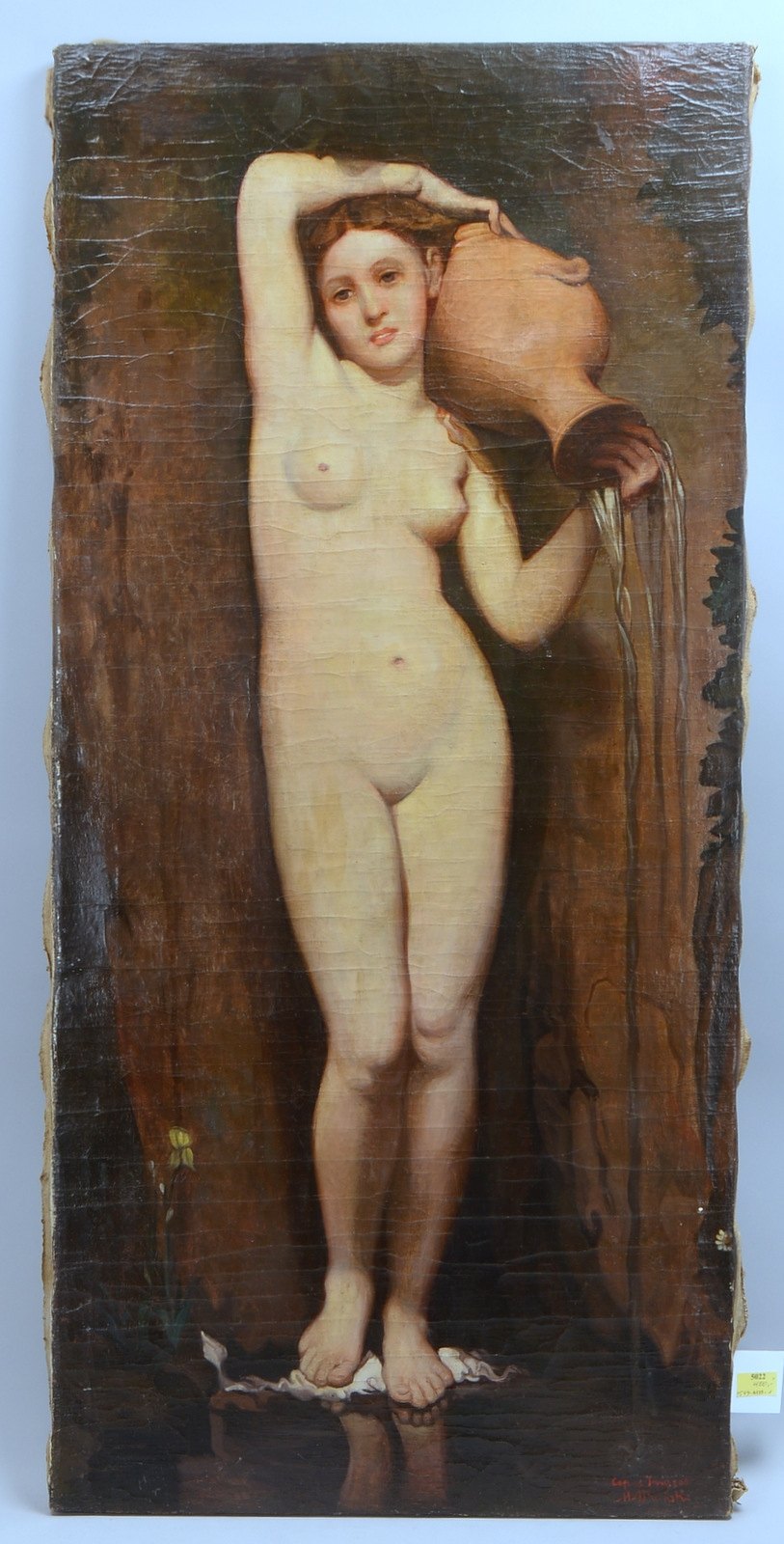 Gemälde (cop. n. Ingres), 'Venus Anadyomene' mit Krug, Öl/Lw, sign. 'M.A. Tronski'