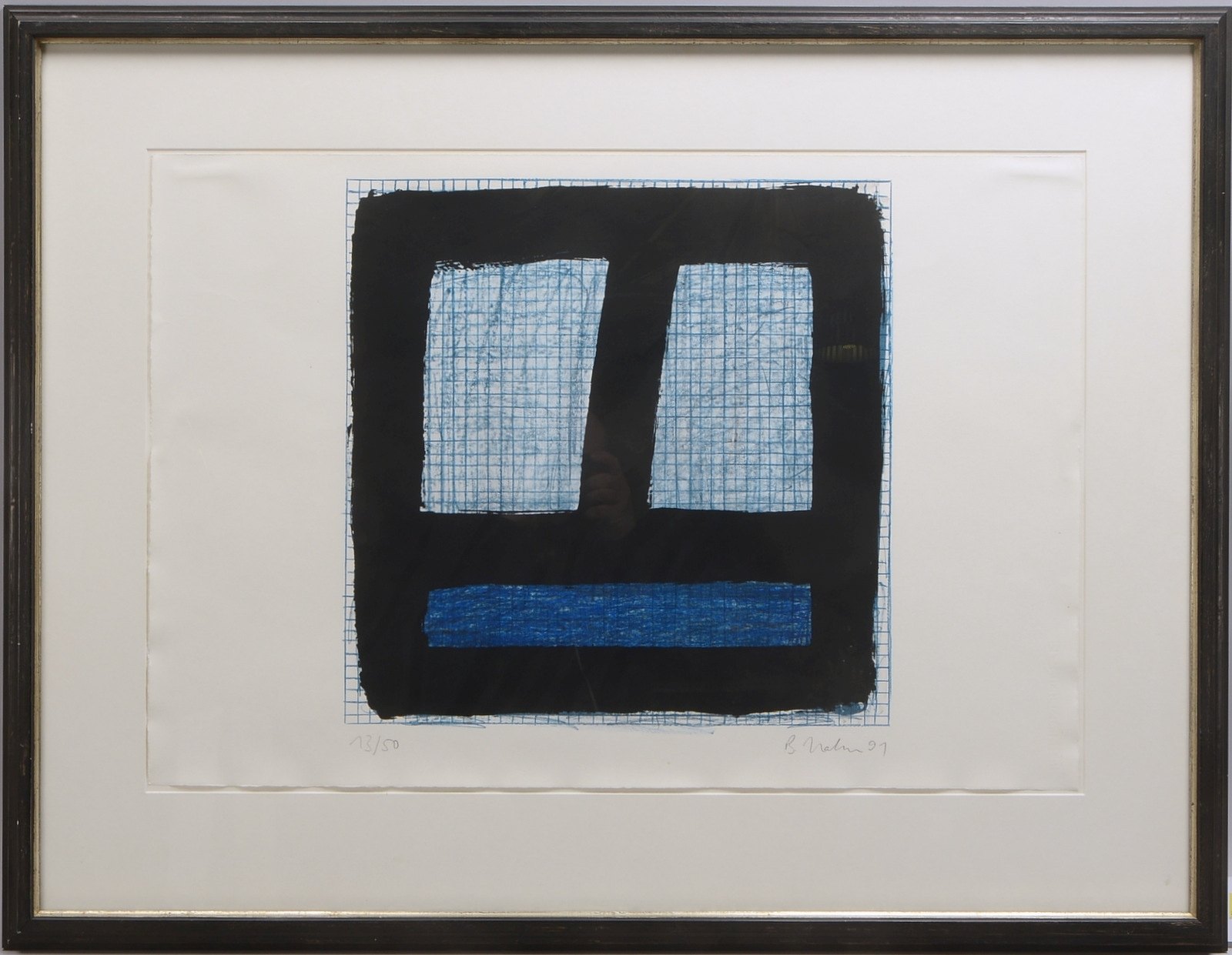 Hahn, Bernd, 'Farbkomposition', Farblithografie, sign./dat. (19)'91', unter PP hinter Glas