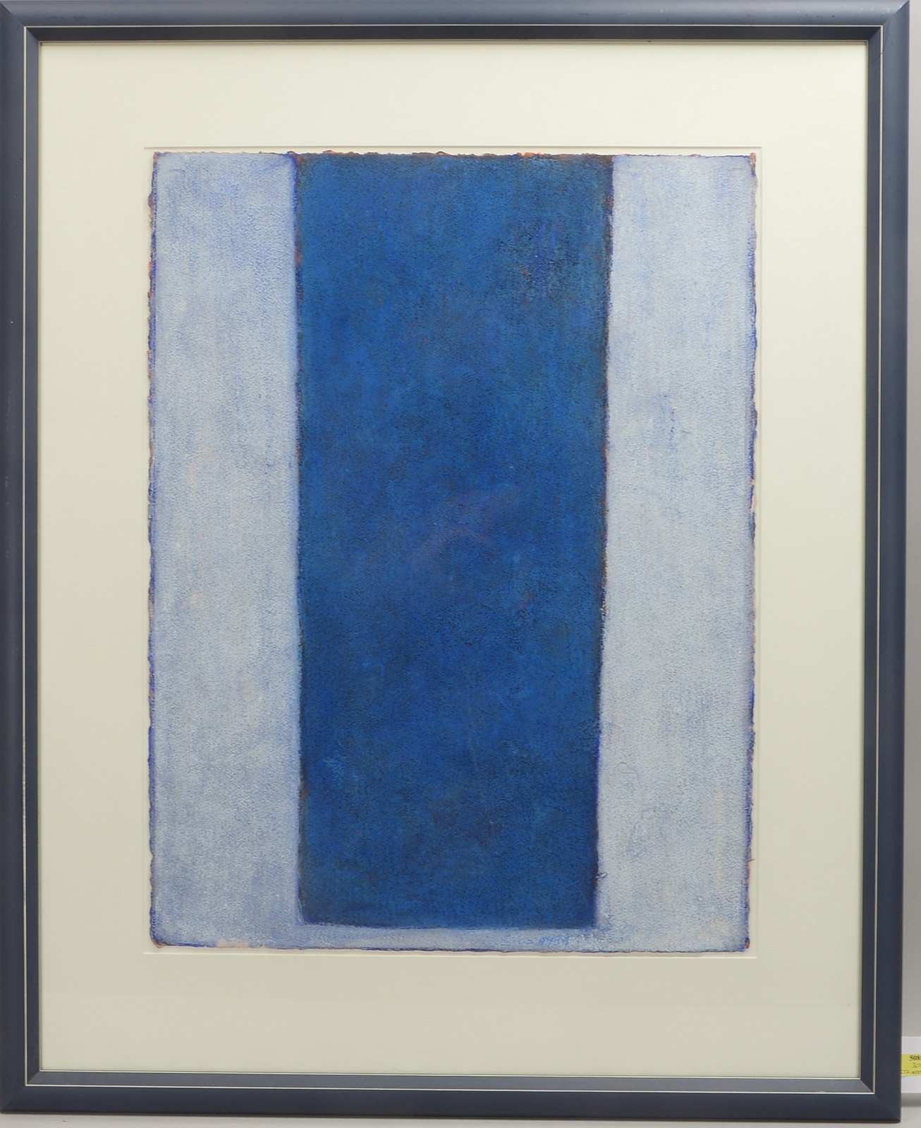 Mischtechnik, 'Farbfeldkompos. in Blau', sign./dat. '1991', unter PP; Rahmenmaße 107 x 87 cm