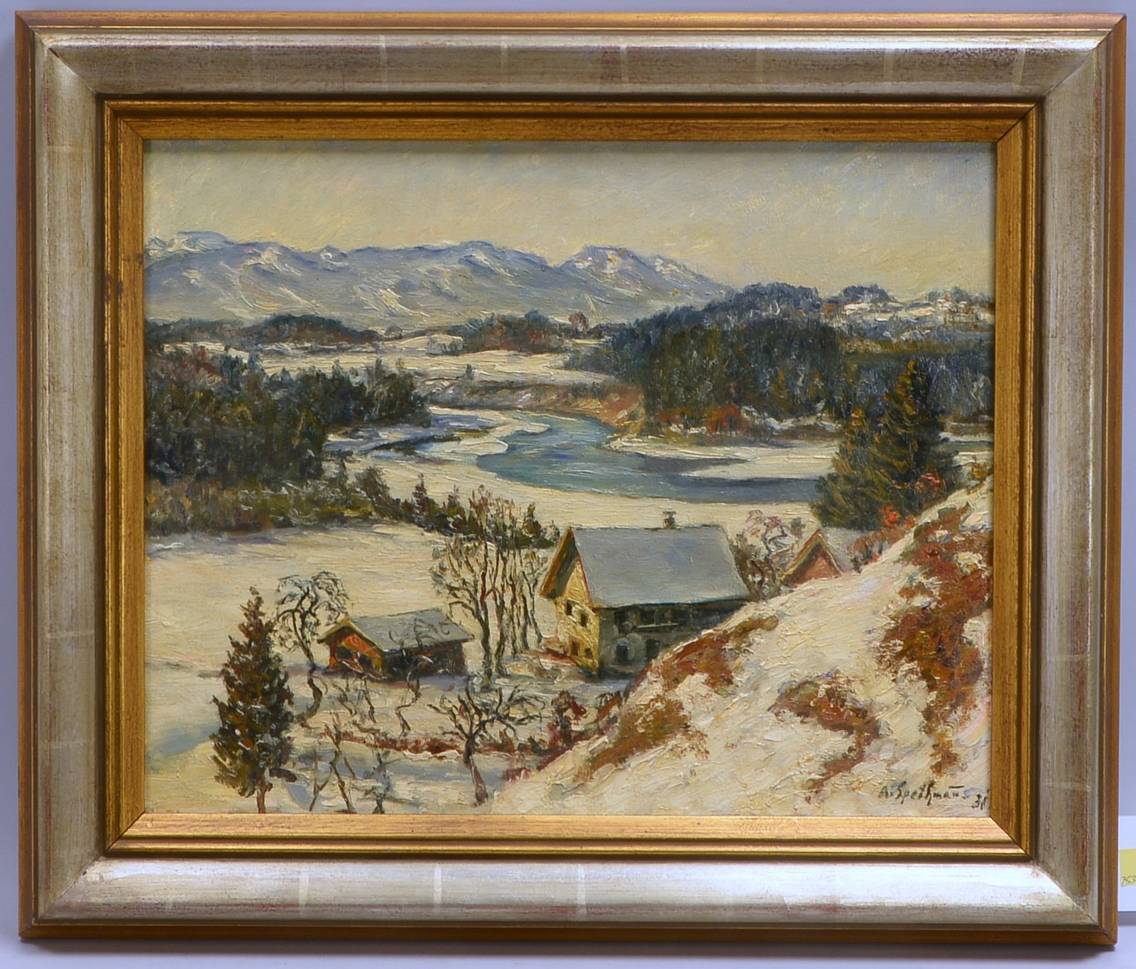 Spethmann, Albert, 'Winterlandschaft...', Öl/Lw, sign./dat.; Rahmenmaße 52,5 x 62,5 cm
