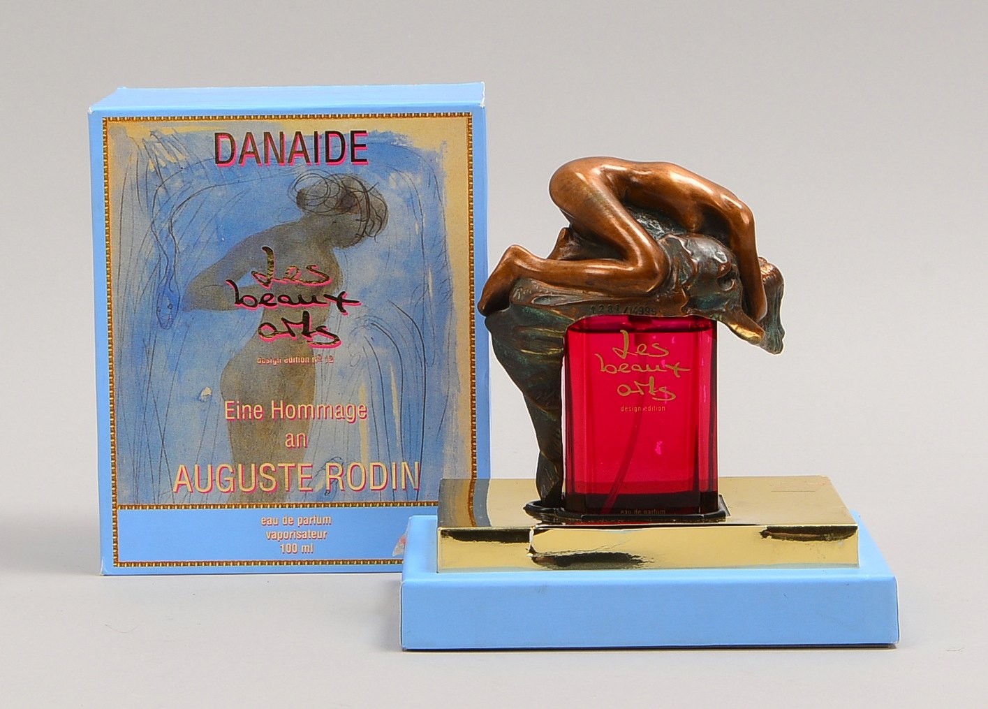 Parfumflacon, 'Les Beaux Arts', Deckel mit Kleinbronze, 'Danaide', in OVP