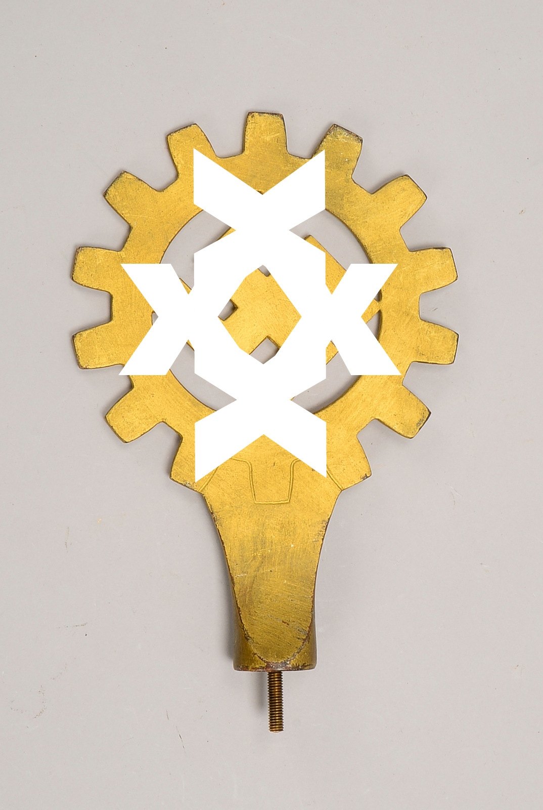 Militaria-Sammlerstück (II. WK): orig. Fahnenspitze, 'Arbeitsfront'; Höhe 21 cm