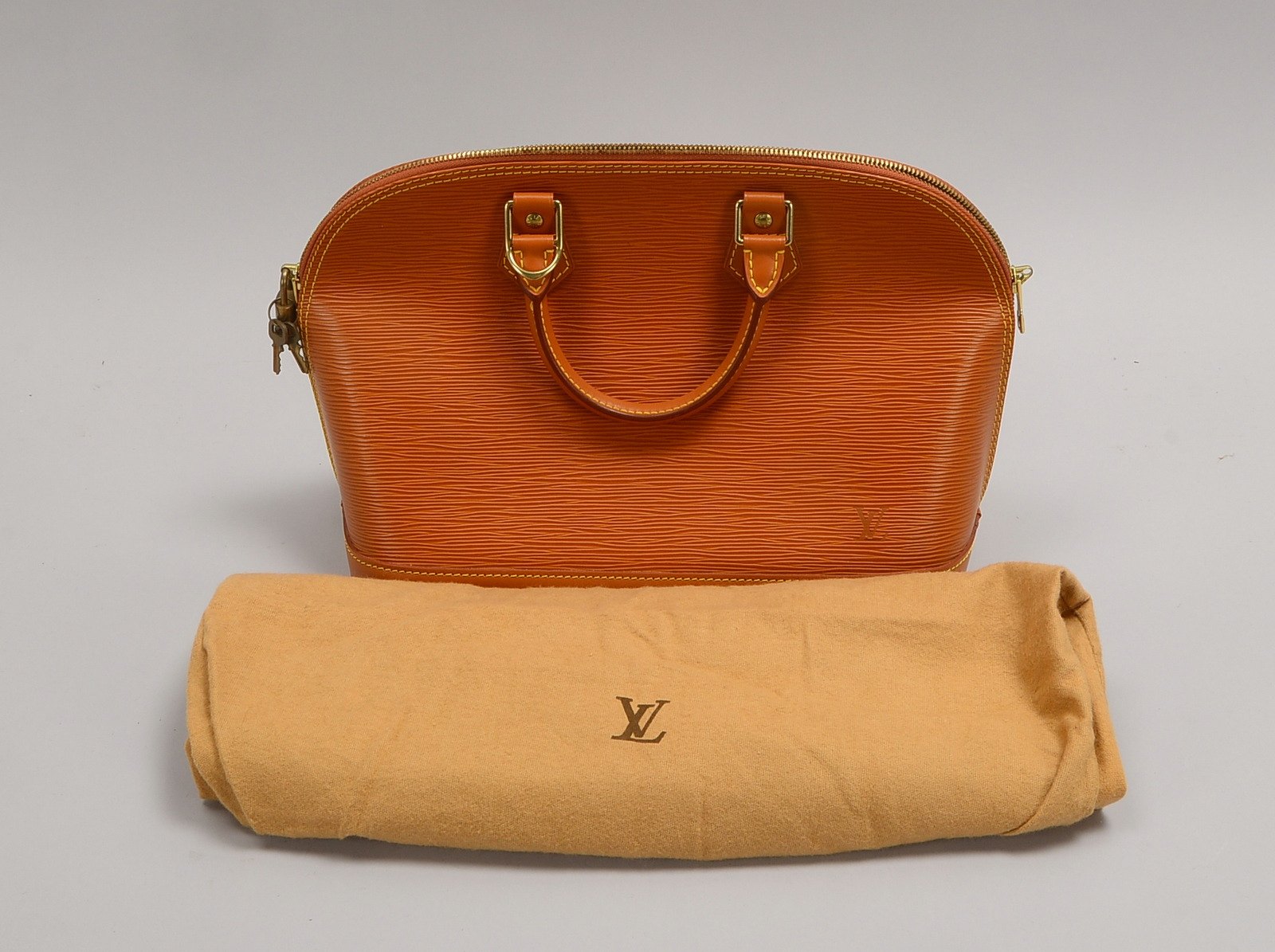 Louis Vuitton-Handtasche, 'Alma PM Epi', braunes Leder/part. genarbt, mit Schließe, neuw.