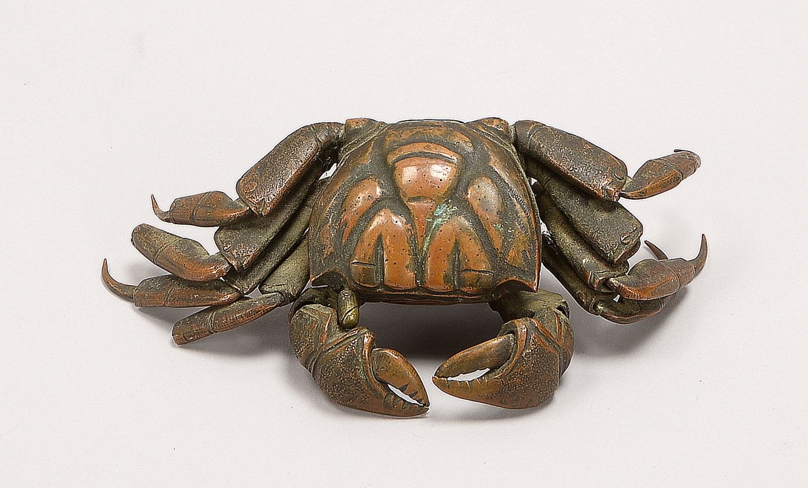 Jizai Okimono-Bronzefigur, 'Krabbe', unterseitig sign.; Breite 18 cm (mit Fehlstellen!)