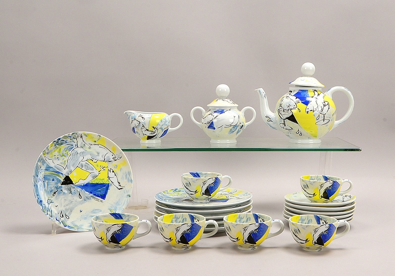Rosenthal/limitierte Kunstreihen, Kaffee-/Teeservice, 'Teeforelle', 21-tlg., für 6 Pers.