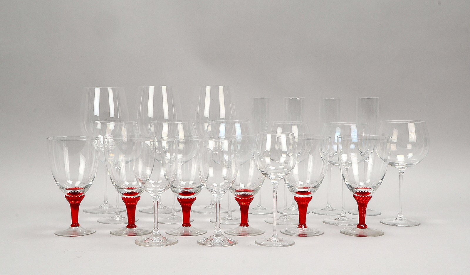 Josef Riedel/Polaun, Tischglas-Konvolut, 14x Weingläser; anbei 2x WMF, 6x weitere
