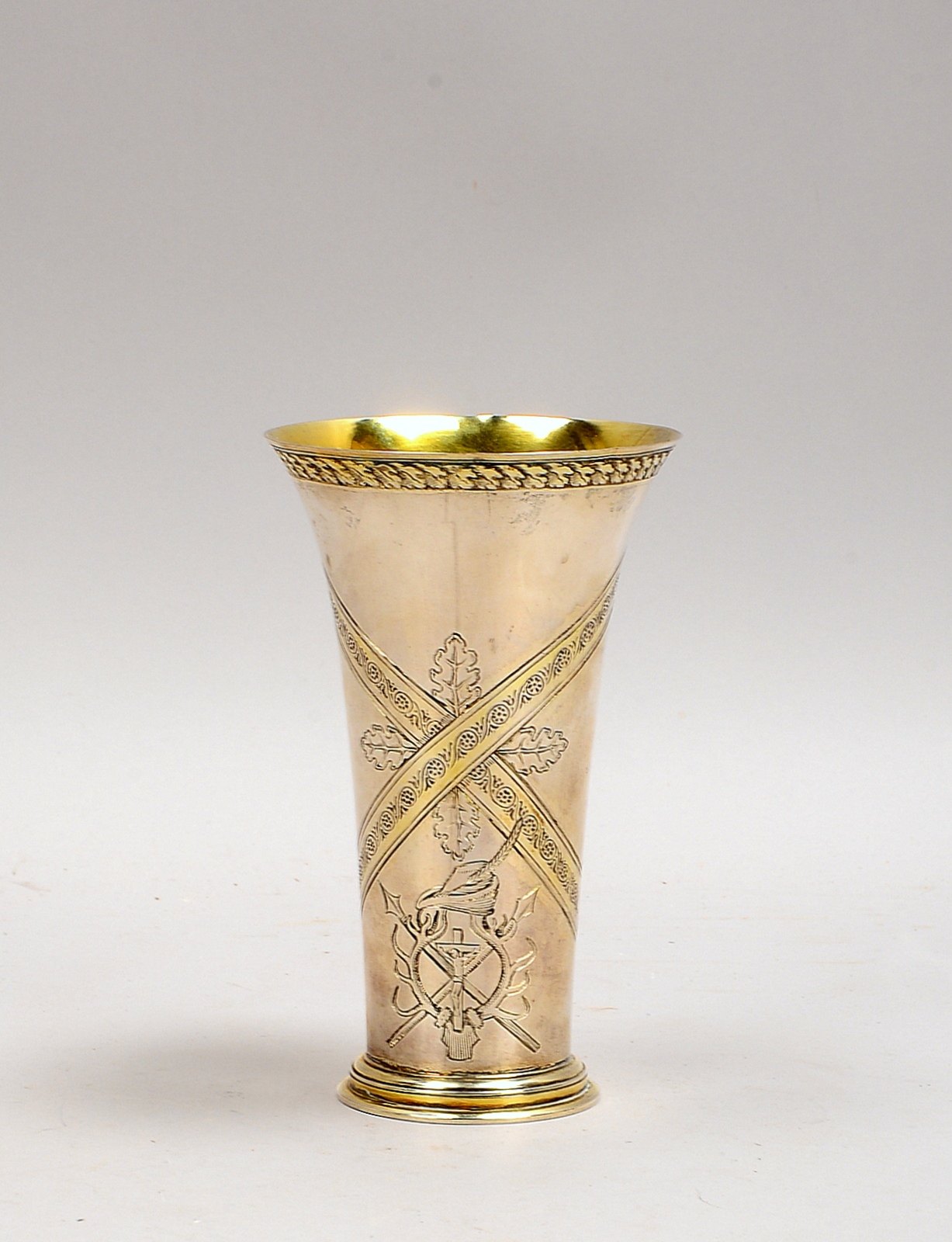 Silberschmiede Ch. Heiden/München, Pokalbecher, 800 Silber/innen vergold.; Gew. 302 g