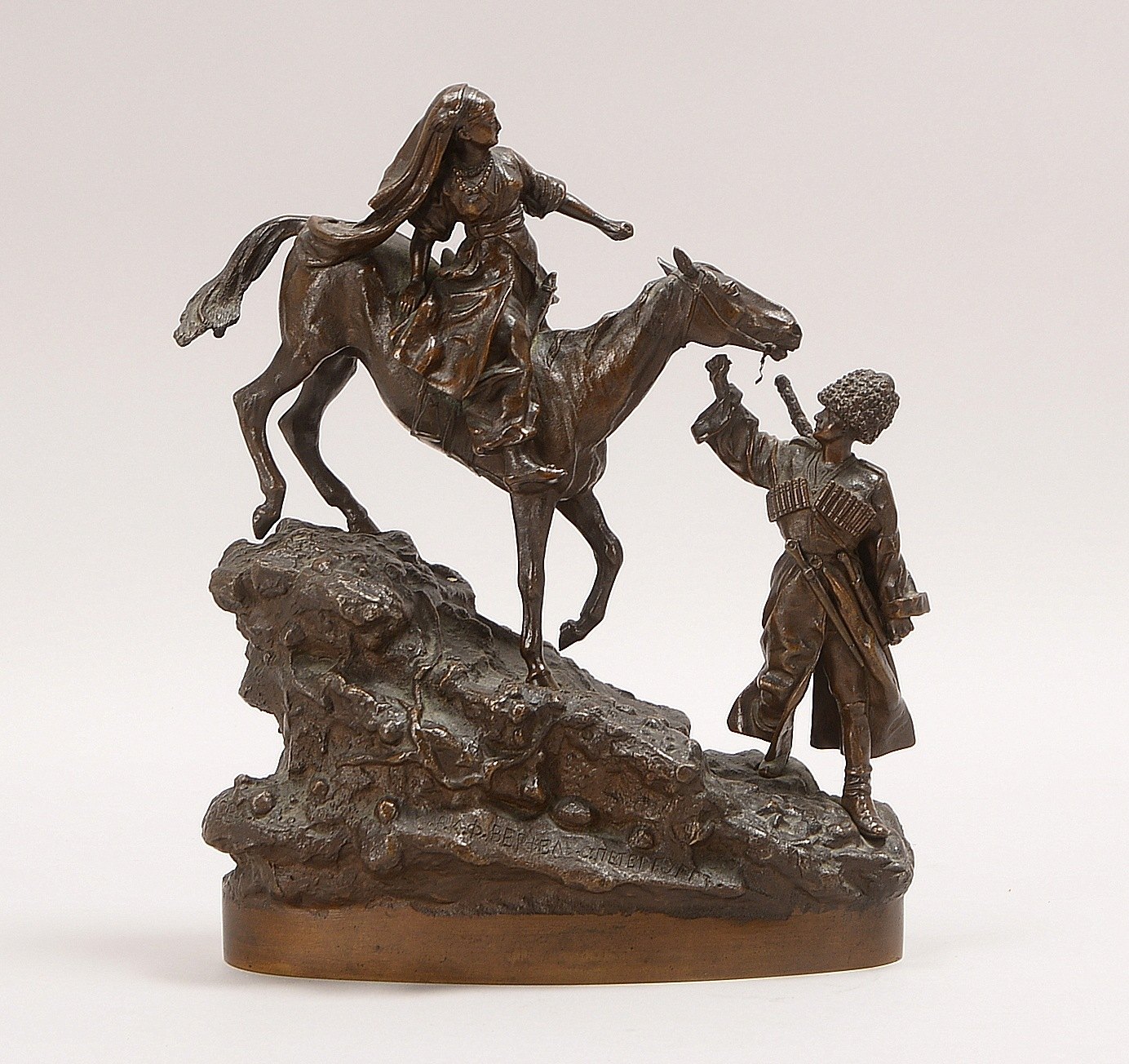 Grachev, Vassily Yacovlevitch (1831 - 1905), Bronze, 'Der Abschiedskuss', sign.