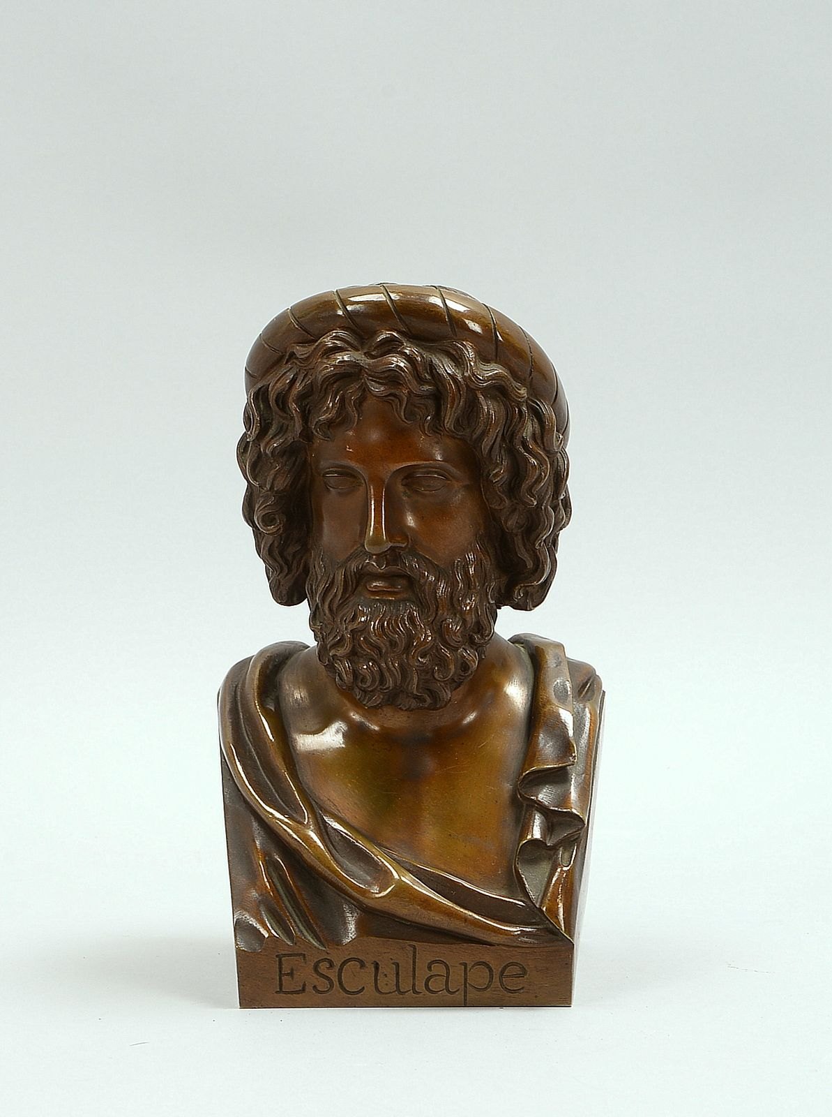 Chardigny, P.J., Bronzebüste, 'Esculape', verso sign./dat. '1854', mit Gießerst.; Höhe 23,5 cm