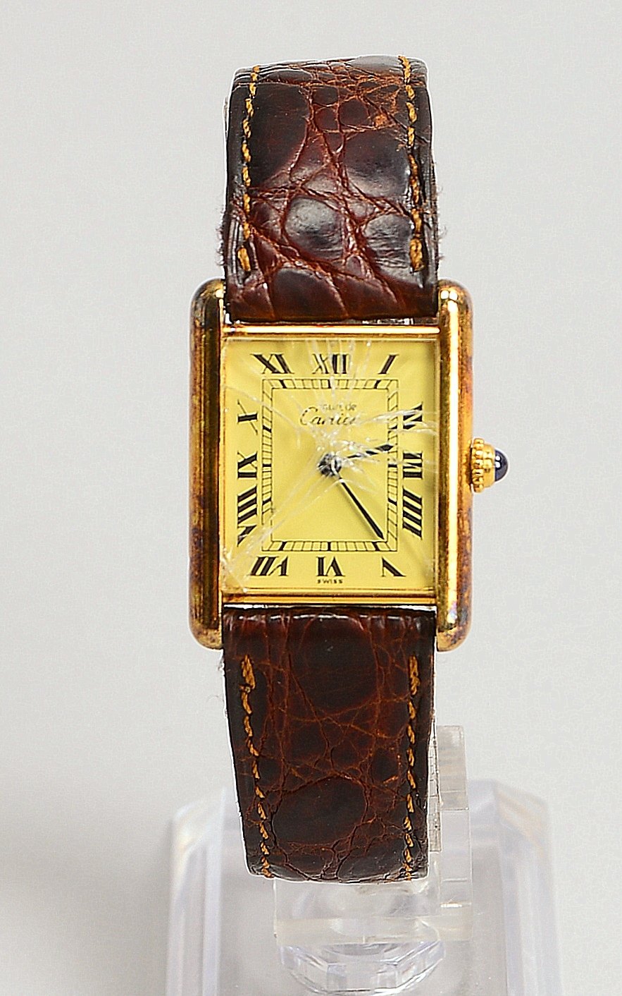 DAU Cartier 'Must de Cartier', Modell 'Tank Vermeil', Quarz, 925 Sterlingsilber/verg.