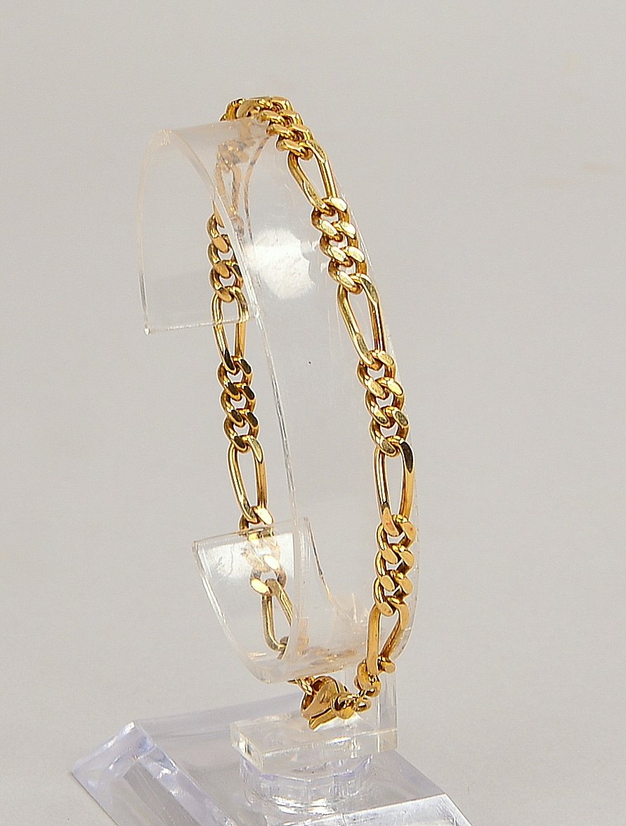 Armband, 585 GG (gest.), Figaro-Ausführung, mit Karabinerschließe; Gew. 9,50 g